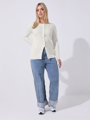 Yours Curve White Limited Long Sleeve Button Top - Image 3 of 5