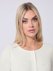 Yours Curve White Limited Long Sleeve Button Top - Image 4 of 5