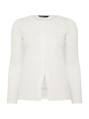 Yours Curve White Limited Long Sleeve Button Top - Image 5 of 5