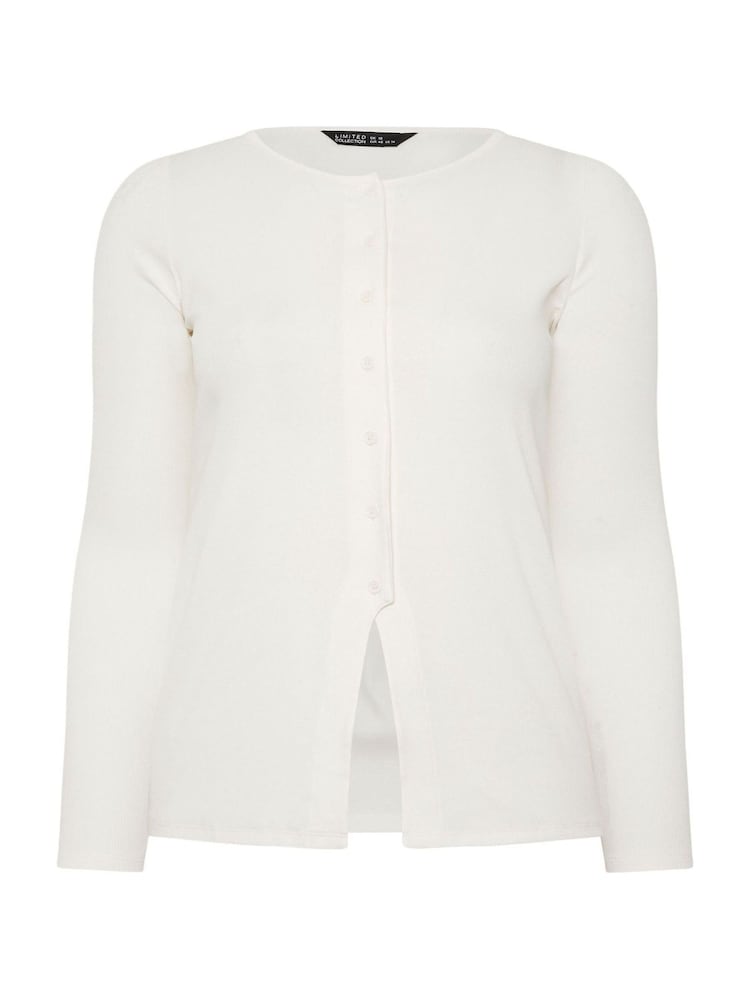 Yours Curve White Limited Long Sleeve Button Top - Image 5 of 5