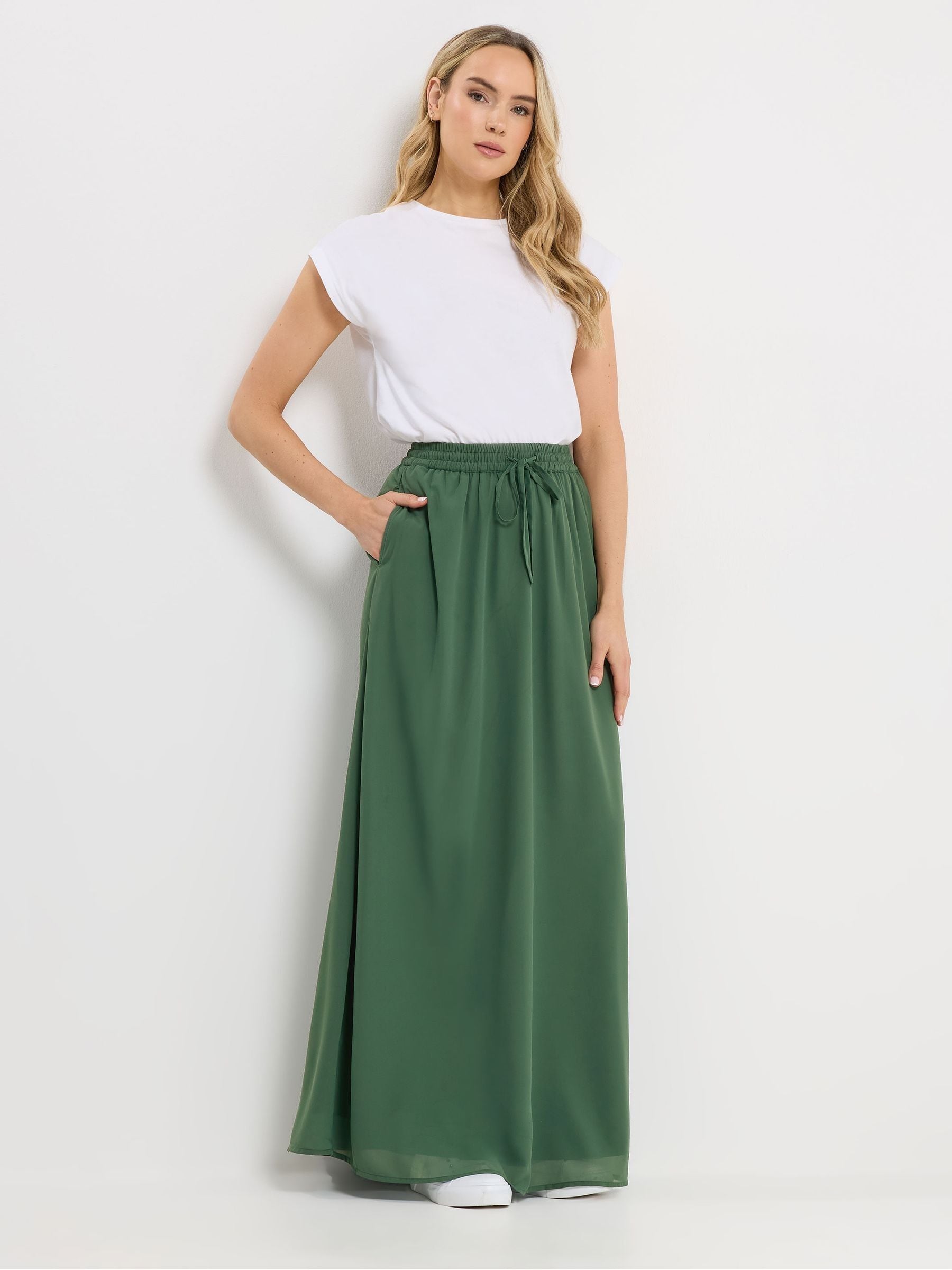Buy Long Tall Sally Green Tie Waist Maxi Skirt from Next Canada