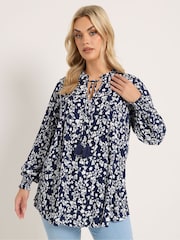 Yours Curve Blue Embellished Boho Blouse - Image 2 of 6
