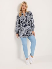 Yours Curve Blue Embellished Boho Blouse - Image 4 of 6