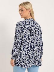 Yours Curve Blue Embellished Boho Blouse - Image 5 of 6