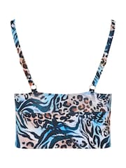 Yours Curve Blue Plunge Bikini Top - Image 2 of 2