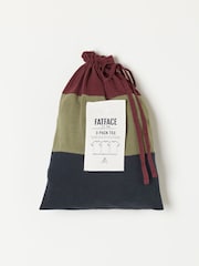 FatFace 3 Pack Navy/Burgundy/Green Short Sleeve T-Shirt - Image 7 of 7