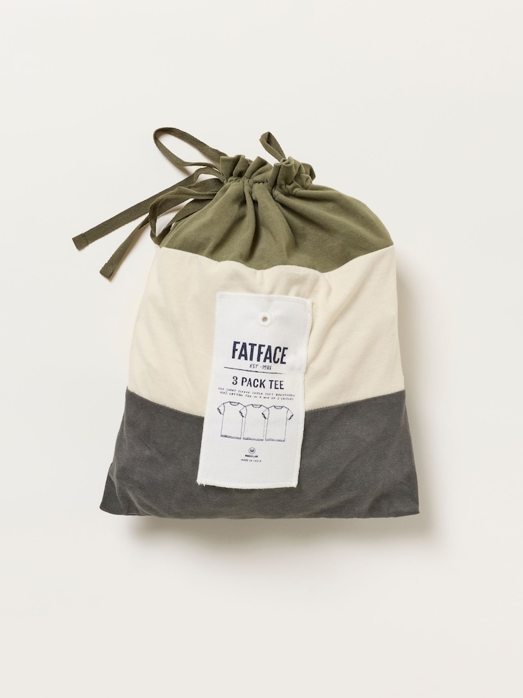FatFace 3 Pack Khaki Green Short Sleeve T-Shirt - Image 7 of 7 FatFace 3 Pack Khaki Green Short Sleeve T-Shirt - Image 7 of 7
