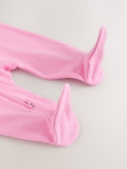 Pink Two Way Zip Baby Sleepsuits 3 Pack (0-2yrs) - Image 10 of 13