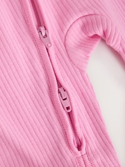 Pink Two Way Zip Baby Sleepsuits 3 Pack (0-2yrs) - Image 11 of 13