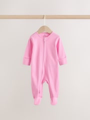 Pink Two Way Zip Baby Sleepsuits 3 Pack (0-2yrs) - Image 4 of 13
