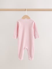 Pink Two Way Zip Baby Sleepsuits 3 Pack (0-2yrs) - Image 6 of 13