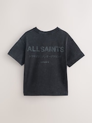 smALLSAINTS Washed Black Distressed Oversized Underground Crew Neck Cotton T-Shirt - Image 2 of 4