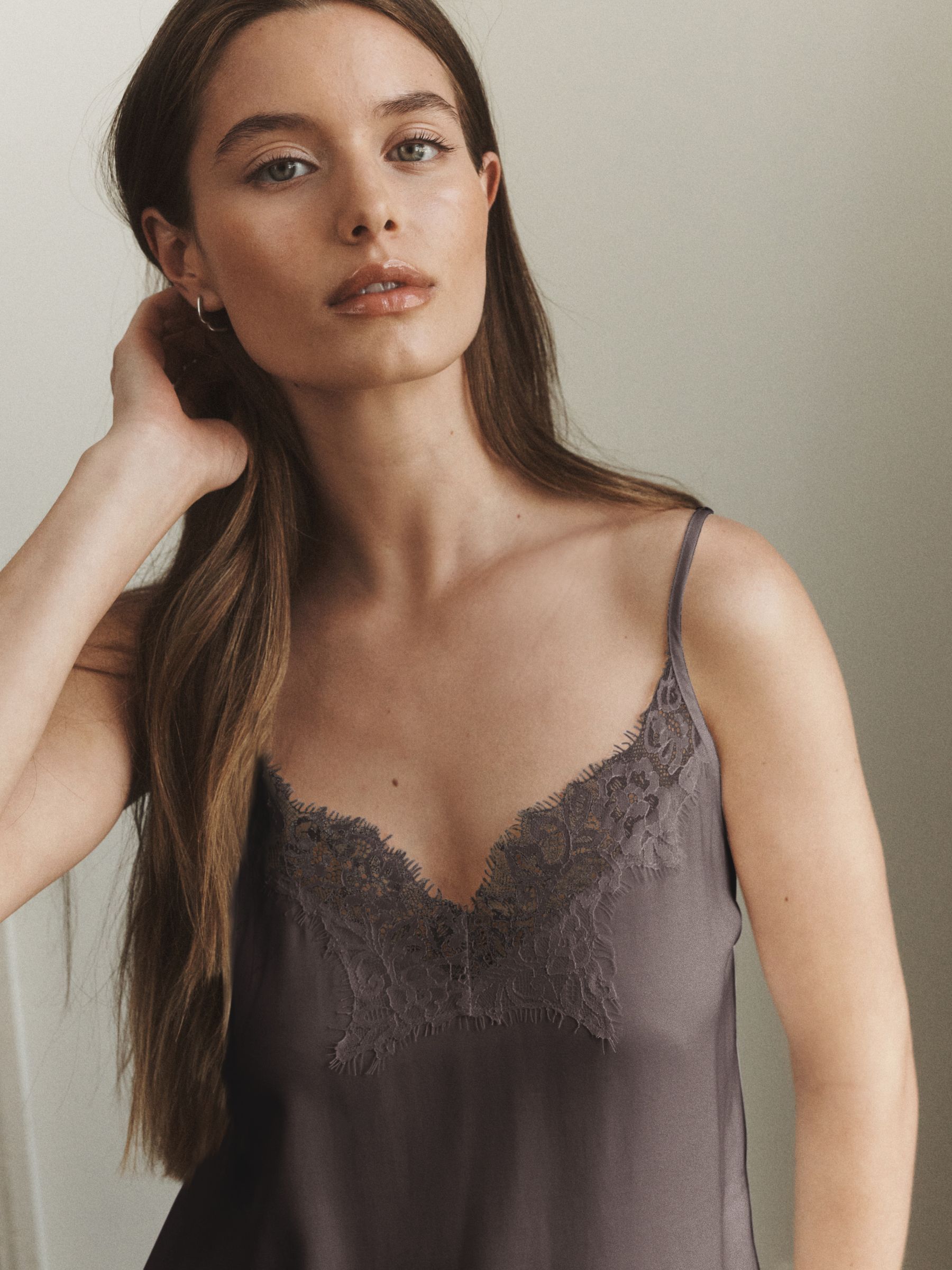 Buy Chocolate Brown Lace Trim Satin Cami Top from Next USA