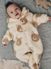 Neutral Bear Fleece Baby Pramsuit (0mths-2yrs) - Image 1 of 11
