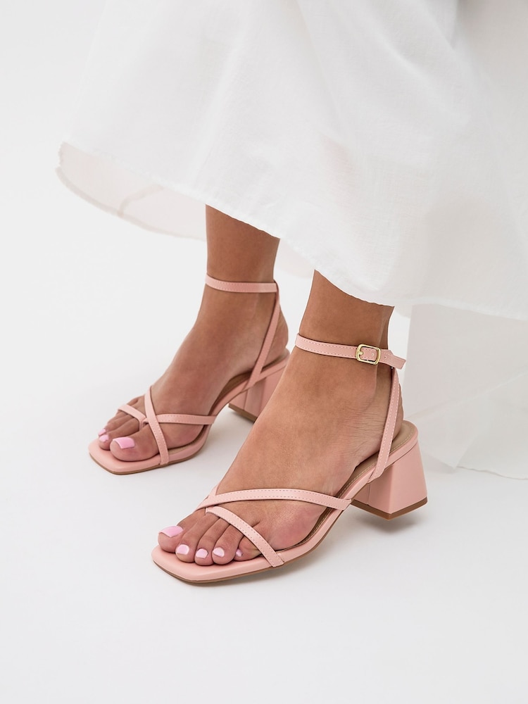 Linzi Pink Sally Strappy Block Heeled Sandals - Image 1 of 6 Linzi Pink Sally Strappy Block Heeled Sandals - Image 1 of 6