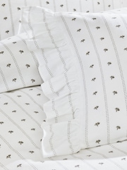 White Floral Brushed Frill Duvet Cover and Pillowcase Set - Image 2 of 3