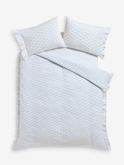 White Floral Brushed Frill Duvet Cover and Pillowcase Set - Image 3 of 3