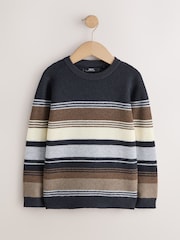 Monochrome Stripe Knitted Crew Neck Jumper (3-16yrs) - Image 1 of 4