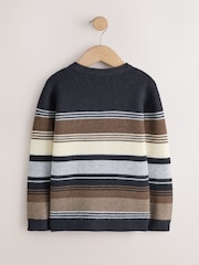 Monochrome Stripe Knitted Crew Neck Jumper (3-16yrs) - Image 2 of 4