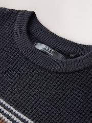 Monochrome Stripe Knitted Crew Neck Jumper (3-16yrs) - Image 3 of 4