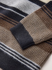 Monochrome Stripe Knitted Crew Neck Jumper (3-16yrs) - Image 4 of 4