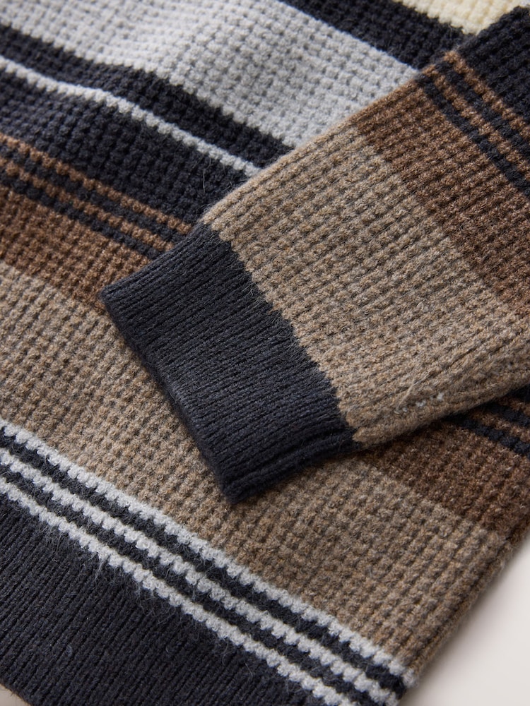 Monochrome Stripe Knitted Crew Neck Jumper (3-16yrs) - Image 4 of 4 Monochrome Stripe Knitted Crew Neck Jumper (3-16yrs) - Image 4 of 4