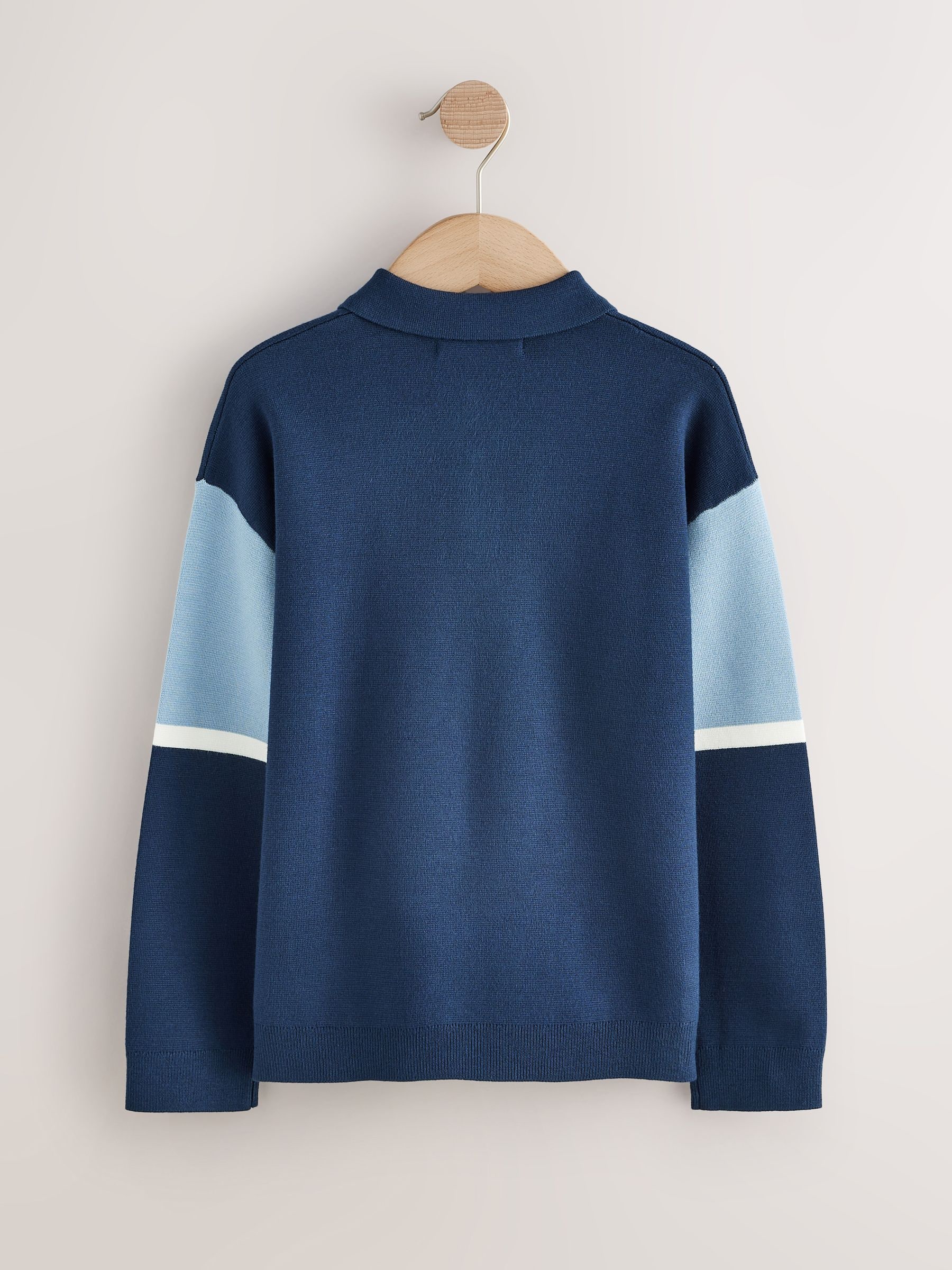 Buy Navy Colourblock Popper Neck Polo Shirt (3-16yrs) from Next USA