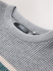 Grey/Blue Stripe Knitted Crew Neck Jumper (3-16yrs) - Image 3 of 4
