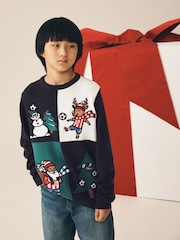 Blue Christmas Jumper (3mths-16yrs) - Image 1 of 7
