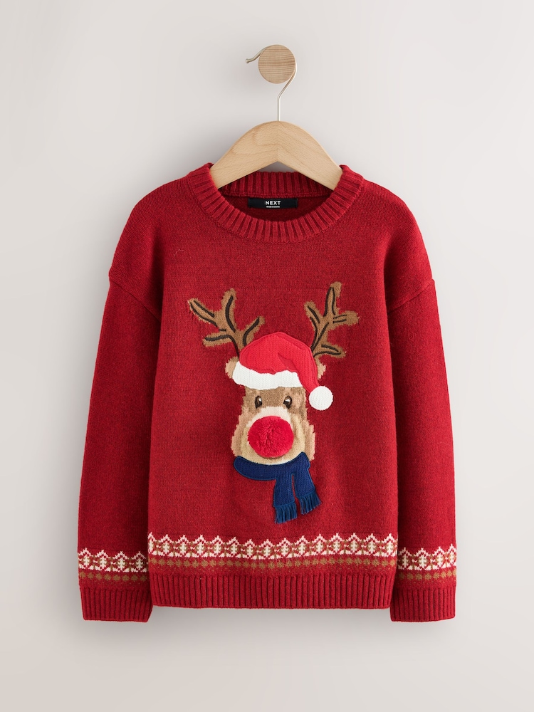 Red/Navy/White Christmas Jumper (3mths-16yrs) - Image 1 of 4 Red/Navy/White Christmas Jumper (3mths-16yrs) - Image 1 of 4