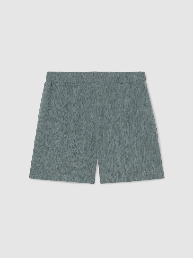 Reiss Dark Sage Flint Textured Drawstring Shorts - Image 2 of 6