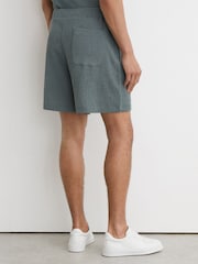 Reiss Dark Sage Flint Textured Drawstring Shorts - Image 5 of 6