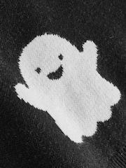 Black/White Ghost Halloween Knitted Crew Neck Jumper (3mths-7yrs) - Image 8 of 8