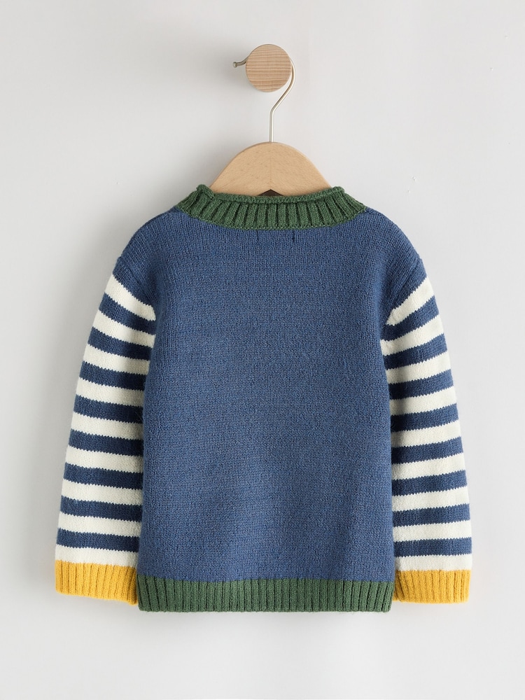 Navy Blue Horse Character Knitted Crew Neck Jumper (3mths-7yrs) - Image 2 of 4 Navy Blue Horse Character Knitted Crew Neck Jumper (3mths-7yrs) - Image 2 of 4