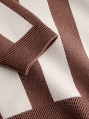 Brown/Cream Stripe Knitted Crew Neck Jumper (3mths-7yrs) - Image 3 of 4