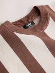 Brown/Cream Stripe Knitted Crew Neck Jumper (3mths-7yrs) - Image 4 of 4