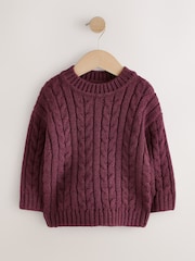 Morado ciruela - Suéter de punto trenzado con cuello redondo (3 meses-7 años) - Imagen 1 de 4
