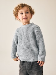 Grey Twist Knitted Crew Neck Jumper (3mths-7yrs) - Image 1 of 8