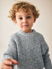 Grey Twist Knitted Crew Neck Jumper (3mths-7yrs) - Image 4 of 8