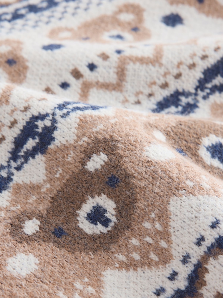 Crème/bleu marine - Pull à col rond tricoté à motif de personnage (3mois -7an) - Image 4 de 4