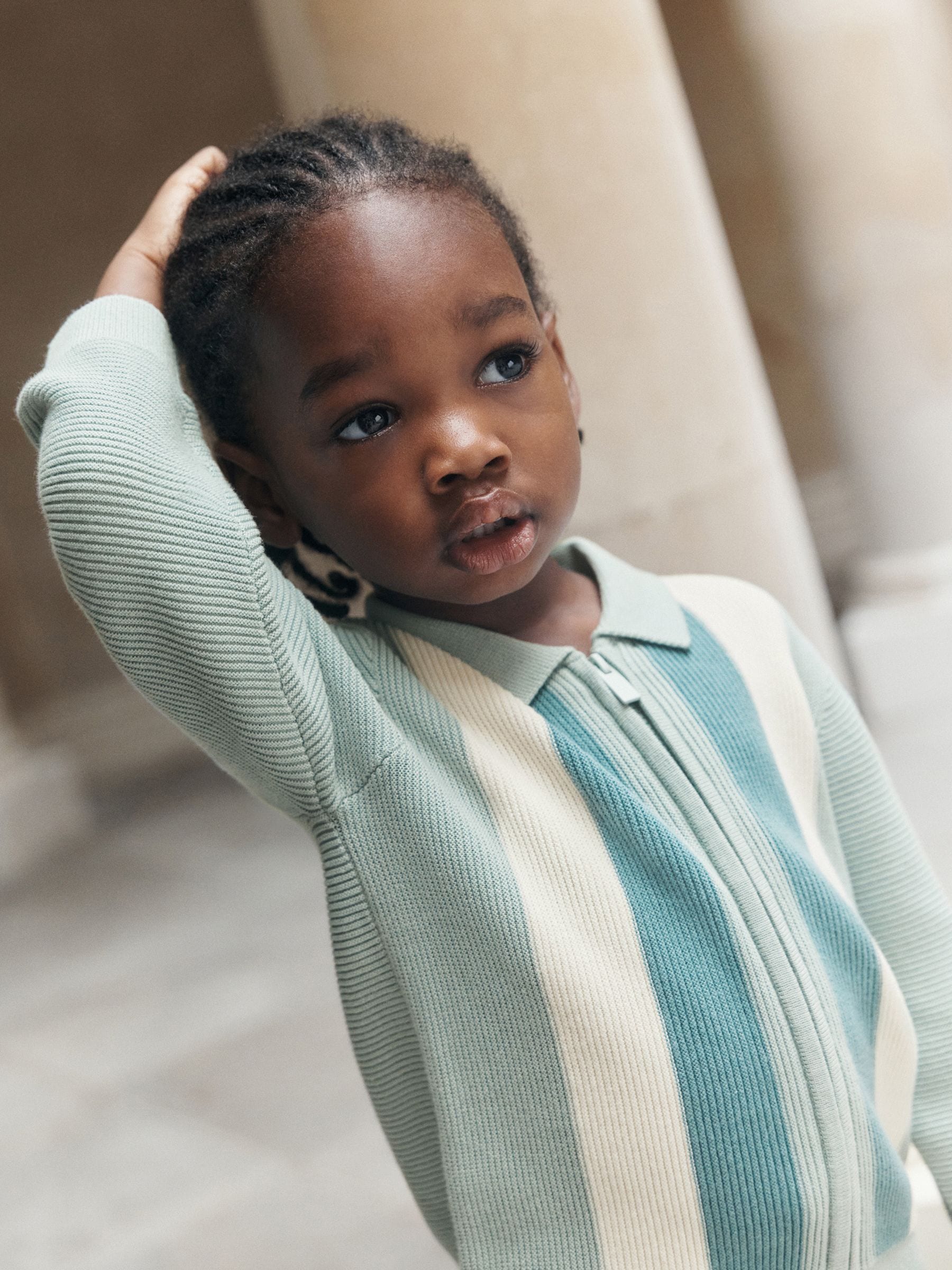Buy Blue Stripe Knitted Zip Up Polo Shirt (3mths-7yrs) from Next USA