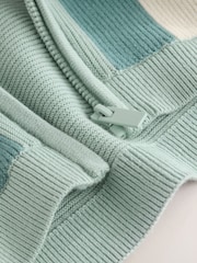 Blue Stripe Knitted Zip Through Polo Shirt (3mths-7yrs) - Image 4 of 5