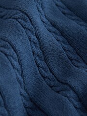 Navy Cable Knit Polo Shirt (3mths-7yrs) - Image 3 of 4
