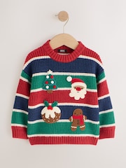 Multi Christmas Knitted Crew Neck Cardigan (3mths-10yrs) - Image 4 of 8