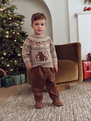 Ecru Christmas Crew Neck Jumper (3mths-7yrs) - Image 2 of 9