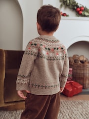 Ecru Christmas Crew Neck Jumper (3mths-7yrs) - Image 3 of 9
