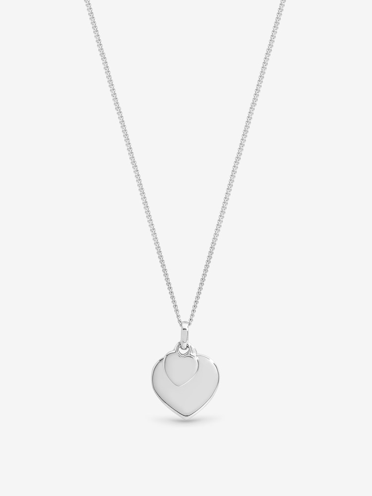 Inicio Sterling Silver Plated Heart Charm Personalised Pendant Gift Pouch - Image 1 of 1 Inicio Sterling Silver Plated Heart Charm Personalised Pendant Gift Pouch - Image 1 of 1