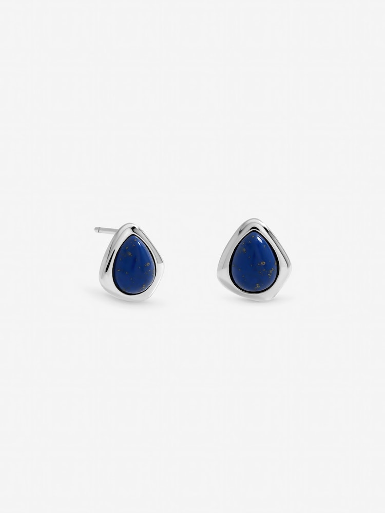 Simply Silver 925 Sterling Silver Lapis Polished Stud Earrings - Image 1 of 3