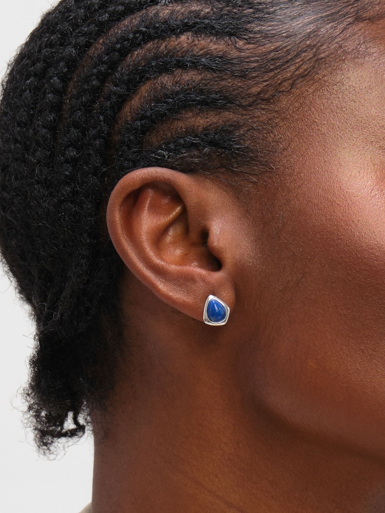 Simply Silver 925 Sterling Silver Lapis Polished Stud Earrings - Image 2 of 3