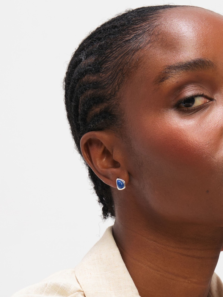 Simply Silver 925 Sterling Silver Lapis Polished Stud Earrings - Image 3 of 3